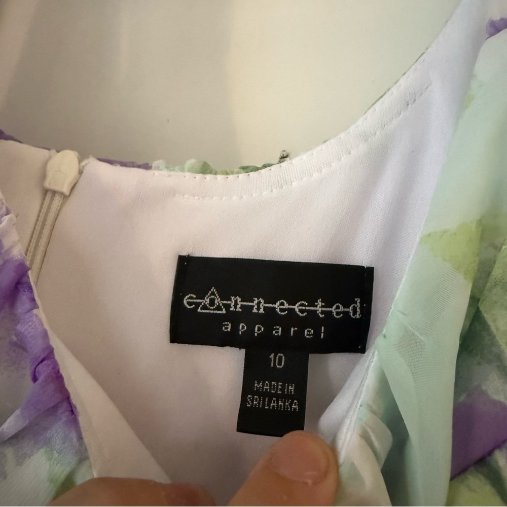 NWOT Connected Apparel Purple White Floral Midi Sundress Sleeveless size 10 - Picture 4 of 10